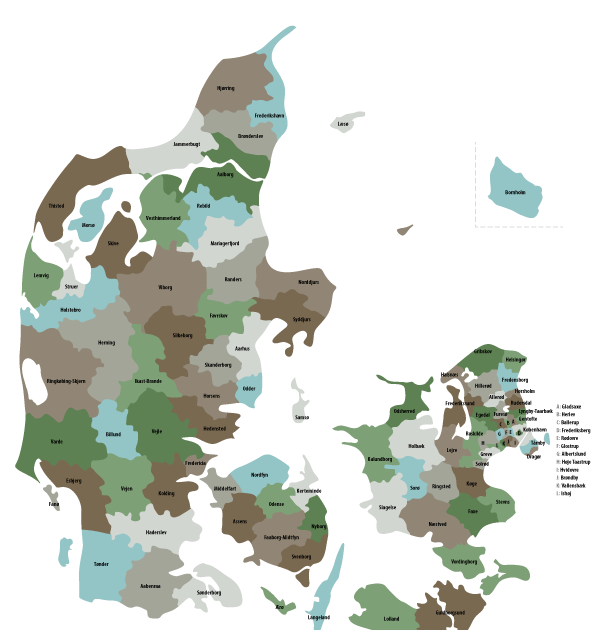 Kommune Og Regionskort Danmark Illustrator Version Bitmedia 