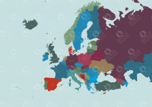 Redigerbart Europakort med lande