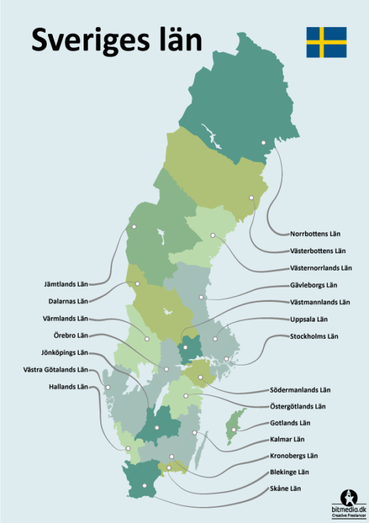 Landskap I Sverige Redigerbart Adobe Illustrator Kort Bitmedia 