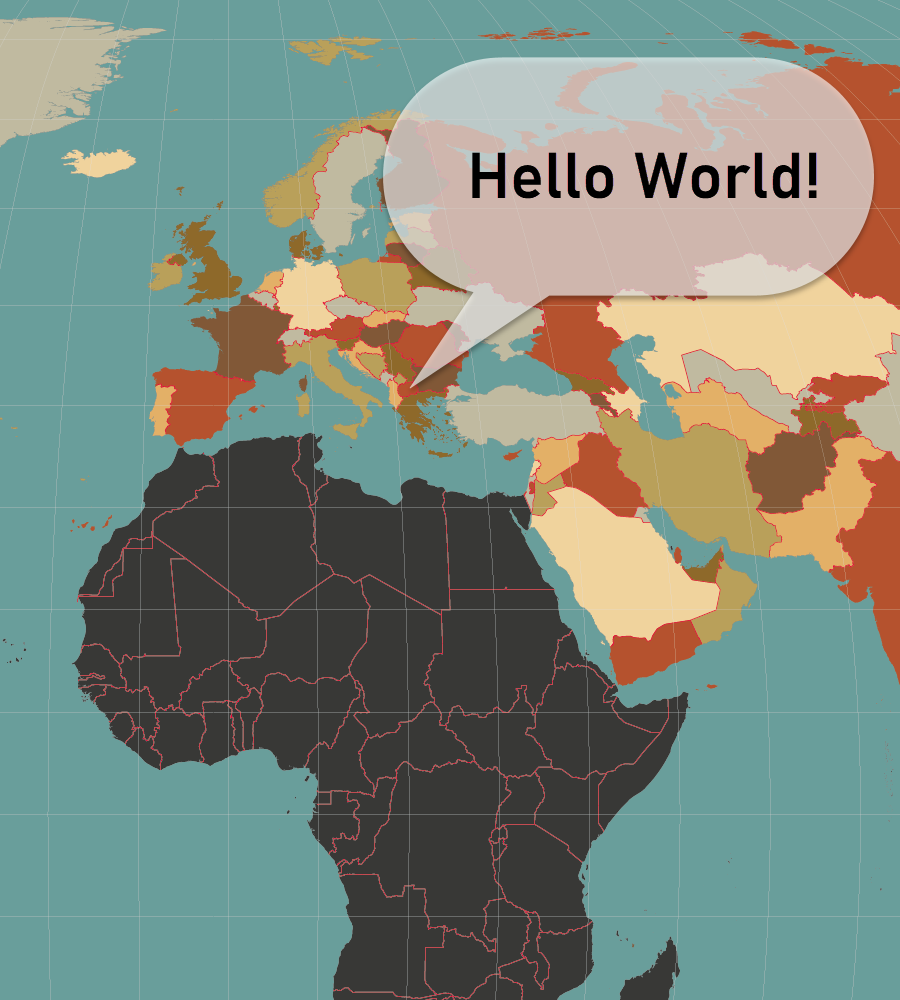World Map with borders in vector format