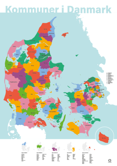 individuelle kommuner i danmark vist som danmarkskort